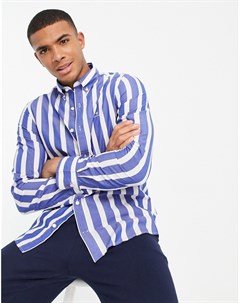 Рубашка приталенного кроя в синюю полоску с логотипом Gant