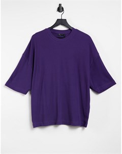 Oversized футболка из плотного вафельного трикотажа выбеленного фиолетового цвета Asos design