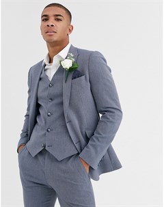 Синий фактурный пиджак приталенного кроя wedding Asos design
