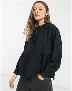 Черная блузка с баской Topshop