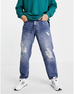 Выбеленные голубые мешковатые джинсы в стиле 90 х со рваной отделкой New look