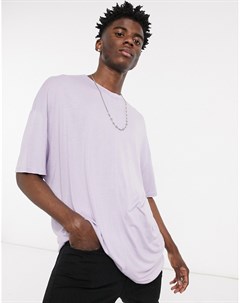Удлиненная футболка в стиле oversized из вискозы бледно лилового цвета Asos design