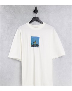 Oversized футболка из пике цвета экрю с фотопринтом Collusion
