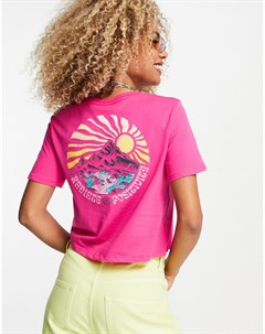 Розовая укороченная футболка с принтом на спине Positivity Element