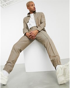 Коричневые узкие брюки с манжетами в стиле джоггеров от комплекта Asos design