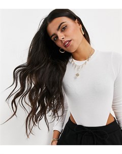 Боди белого цвета с длинными рукавами и высоким вырезом на бедрах ASOS DESIGN Petite Asos petite