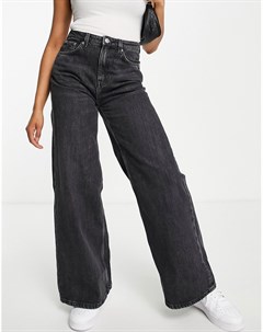Черные широкие джинсы из органического хлопка черного выбеленного цвета Ace Weekday