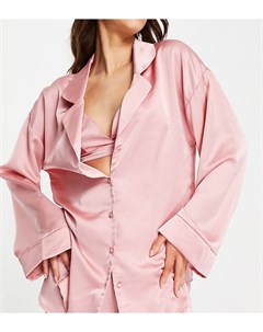Розовый атласный пижамный комплект из 3 предметов Missguided
