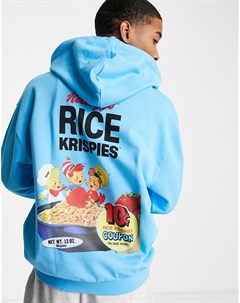 Oversize худи синего цвета с принтом Rice Krispies Asos design