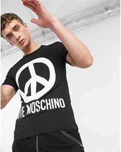 Черная футболка с принтом пацифик Love moschino