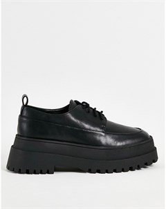 Черные туфли на очень толстой подошве со шнуровкой London rebel