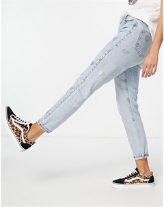 Выбеленные джинсы в винтажном стиле с сердечками из стразов Topshop
