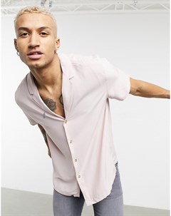 Светло розовая свободная рубашка из вискозы с отложным воротником Asos design
