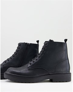 Черные ботинки в стиле милитари на шнуровке Hector Topman