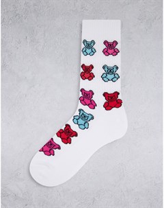 Белые спортивные носки с цветными мишками Asos design