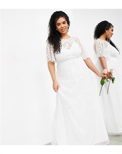 Свадебное платье с расклешенными рукавами и цветочной вышивкой Curve Annie Asos edition