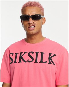 Розовая oversized футболка с логотипом Siksilk