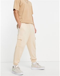 Бежевые джоггеры с карманами карго и широкими штанинами из вафельного трикотажа от комплекта Asos design