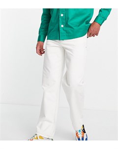 Белые мешковатые широкие джинсы в винтажном стиле с контрастной строчкой x014 Collusion