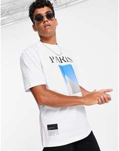 Белая oversized футболка с принтом Paris Topman