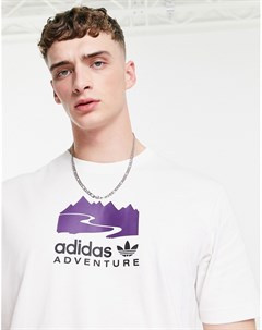 Белая футболка с принтом по центру Adventure Adidas originals