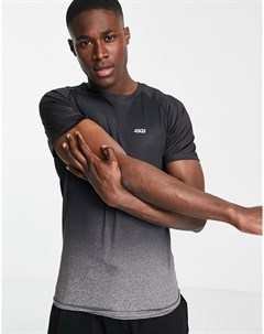 Облегающая спортивная футболка темно серого меланжевого цвета с эффектом омбре Asos 4505