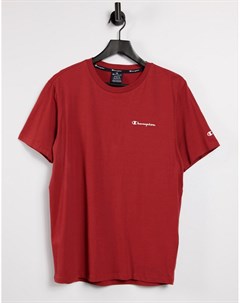 Бордовая футболка с небольшим логотипом на груди Champion