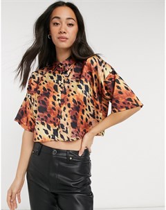 Укороченная рубашка с короткими рукавами и принтом леопардов Asos design