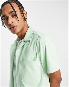 Шалфейно зеленая вельветовая рубашка с отложным воротником Topman