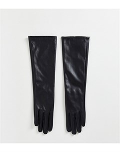 Черные длинные кожаные перчатки со вставками для работы с сенсорным экраном London My accessories