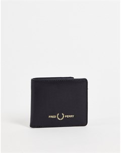 Черный складывающийся кошелек из пике с логотипом Fred perry