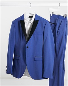 Синий приталенный пиджак смокинг Selected homme