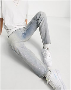 Светлые выбеленные джинсы прямого кроя с брызгами краски Topman