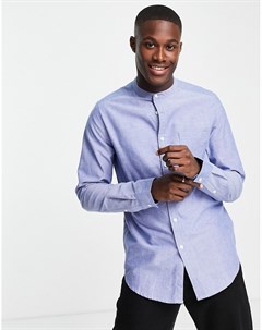 Голубая оксфордская рубашка с воротником с застежкой на пуговицу Asos design