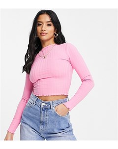 Розовая укороченная футболка с волнистым краем ASOS DESIGN Petite Asos petite