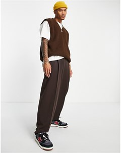 Строгие брюки шоколадно коричневого цвета с широкими штанинами Asos design