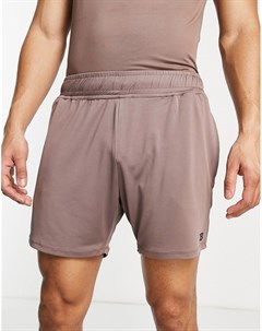 Серо коричневые спортивные шорты средней длины Threadbare Active Threadbare fitness