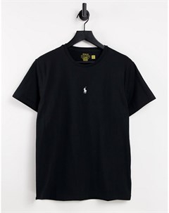 Черная футболка с фирменным логотипом по центру Polo ralph lauren