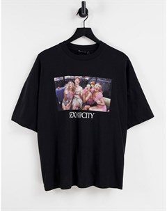 Черная oversized футболка с принтом Sex And The City Asos design