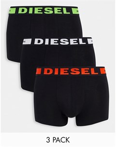 Набор из 3 пар черных боксеров брифов с логотипом на поясе Diesel