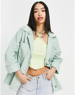 Светло зеленая легкая вельветовая куртка рубашка Hollister