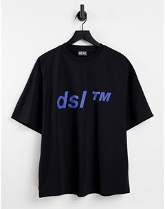 Черная oversized футболка с логотипом Dsl T Balm Diesel