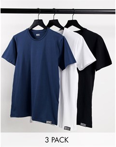 Набор из 3 футболок для дома черного белого и темно синего цветов Diesel