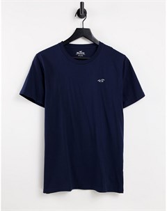 Темно синяя футболка с логотипом Hollister