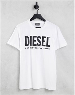 Белая футболка с большим логотипом T Diego Diesel
