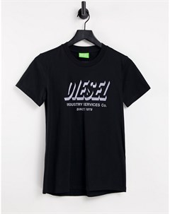 Черная футболка с графическим логотипом t sily r 4 Diesel