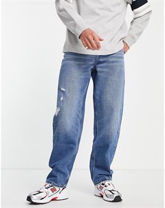 Мешковатые джинсы из смесового органического хлопка выбеленного оттенка с потертостями Asos design