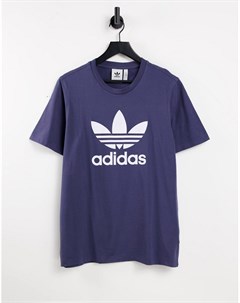 Темно синяя футболка с большим логотипом adicolor Adidas originals