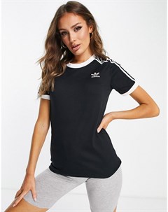 Черная футболка с тремя полосками adicolour Adidas originals