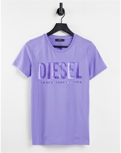 Фиолетовая футболка с выцветшим логотипом t sily wx Diesel